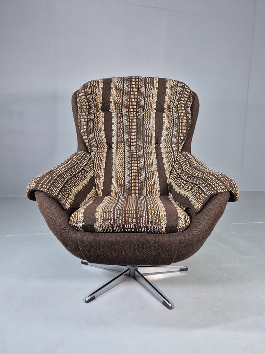 Vintage Egg Chair 1980s Retro Original Cloth Modern Design Brown Cream EB13066