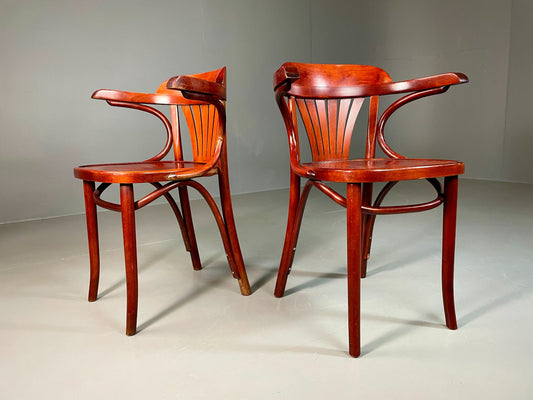 2 Bistro Chairs Thonet style Mahogany Colour Late Twentieth Century EB06253