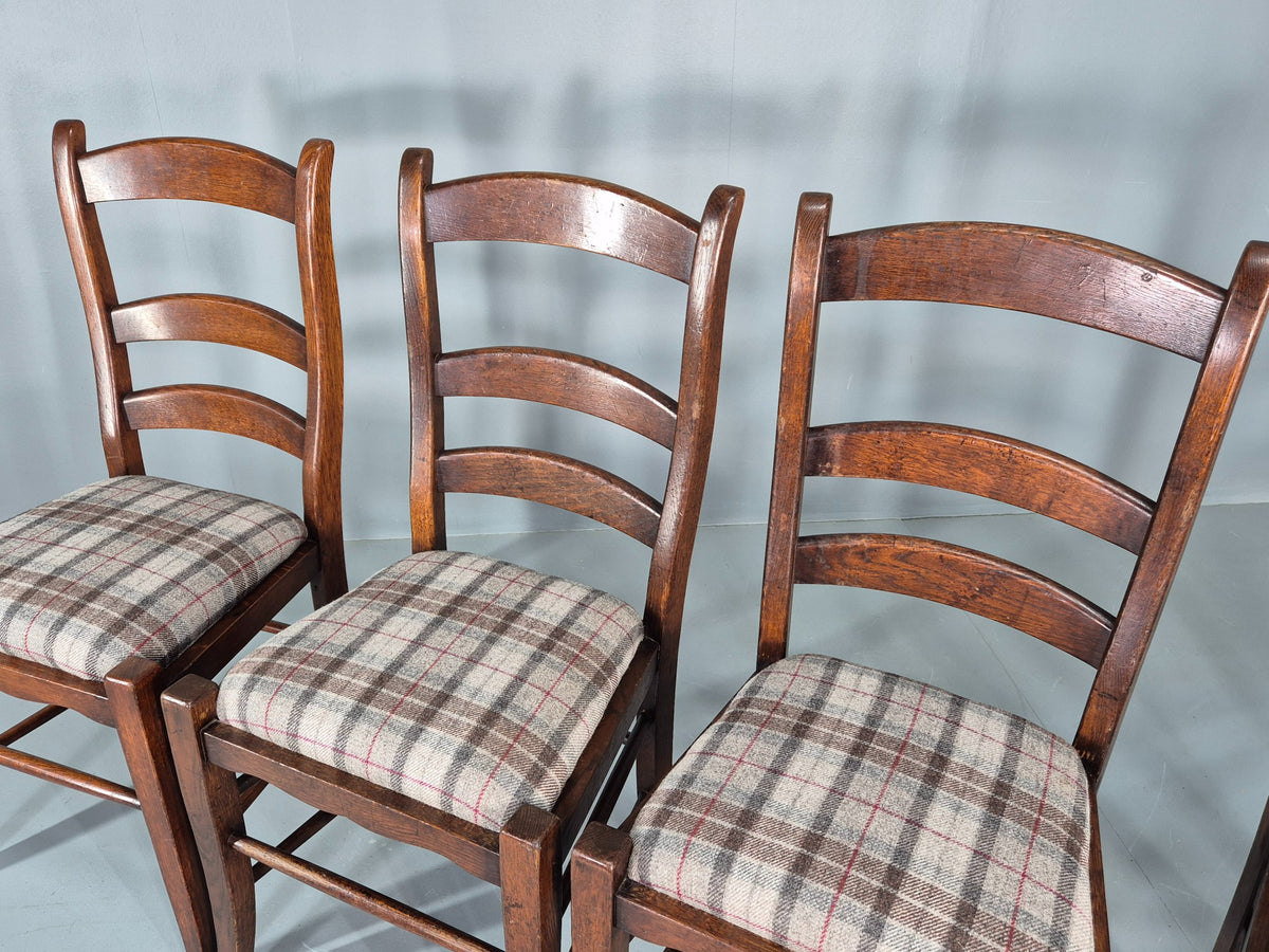 5 Ladderback Dining Chairs Traditional styled Modern Edition Tartan Cloth 11173