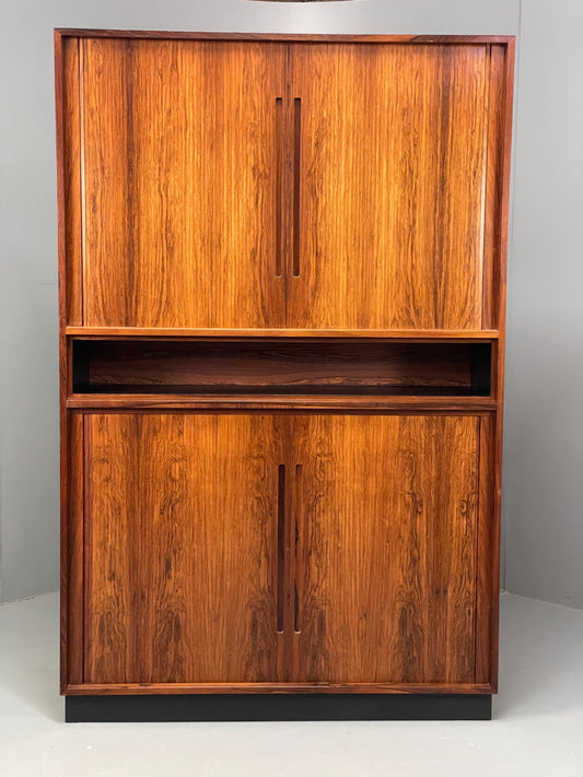 Vintage Danish Wall Unit Mid Century 1960s Tambour Shelving Cabinet Retro 13101