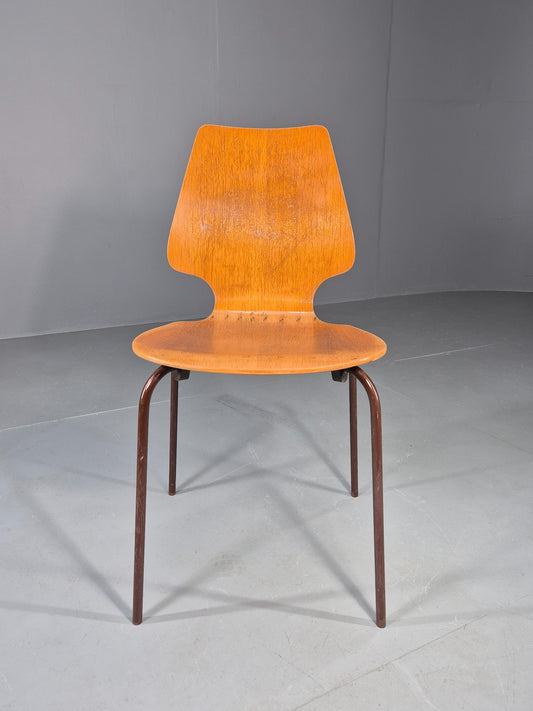 Vintage Danish Industrial Chair Oak Faced Ply 1970s Retro EB13069