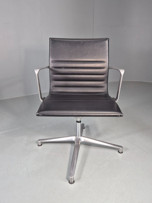 Vintage ICF Eames Style Office Chair Leather and Aluminium EB12243