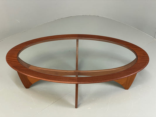 G Plan Astro Coffee Table Oval Teak 1960s Mid Century Vintage Glass Top EB12950