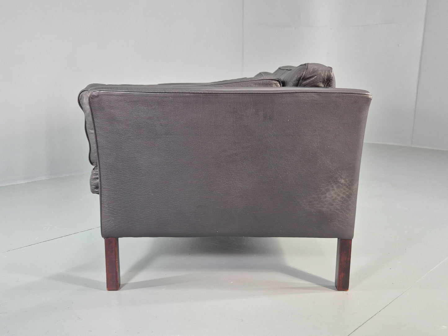 Vintage 2 Seater Sofa Stouby Danish Retro MCM Brown Leather 1980s EB12432