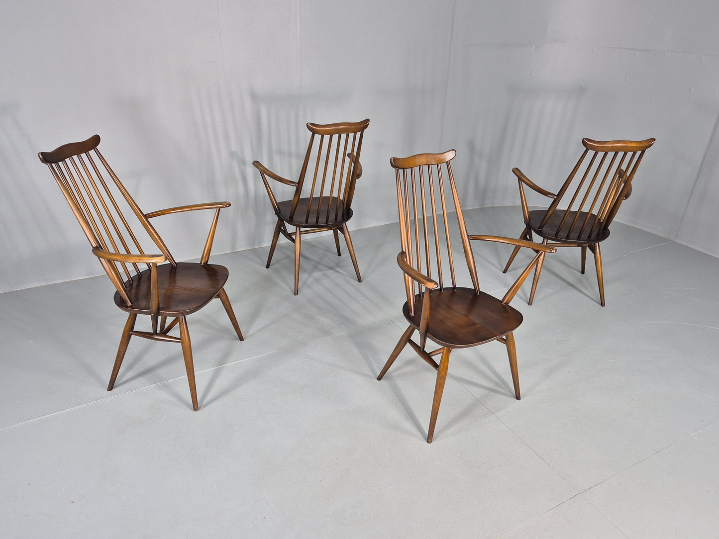 4 Ercol Goldsmith Elbow Carver Chairs 1960s Retro MCM Eb12592