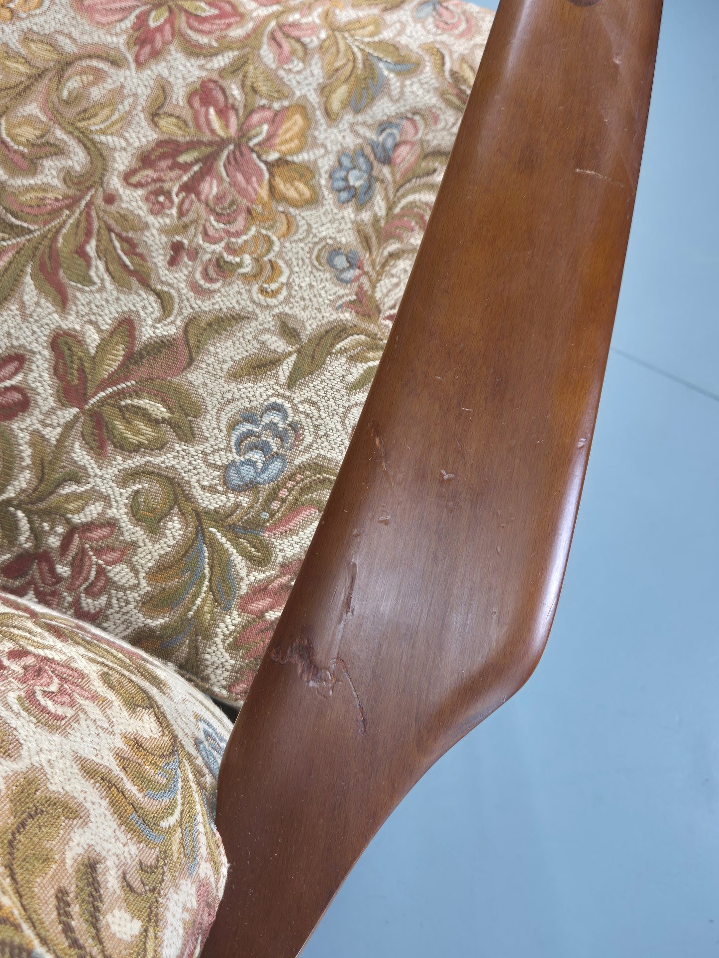 Vintage Parker Knoll High Back High Seat 1960s Lounge Chair Floral EB12798