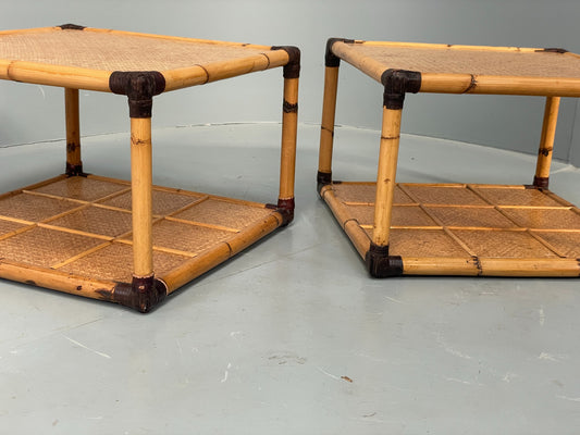 Vintage Bamboo Coffee Tables By Smania Studio Italian 1980s Pair Retro EB12512