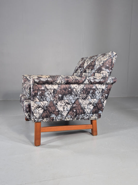 Vintage Midcentury Modern lounge Chair Swedish Design Abstract Pattern EB11100