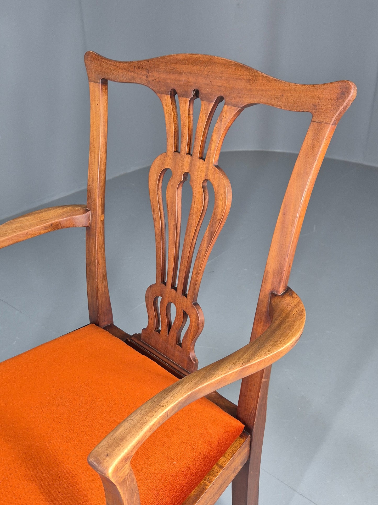 Hepplewhite Revival Oak Elbow Chair Antique New Seat Pad EB11931