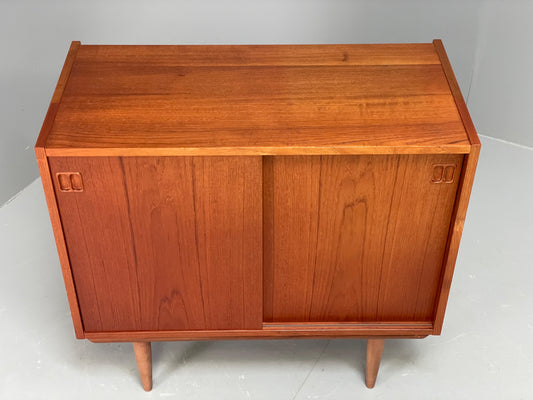 Vintage Teak Record Cabinet Danish 1970s Mid Century Shelving EB12326