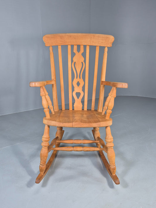 Vintage Beech Rocking Chair Antique Style Late 20th Century Splat Back EB12799