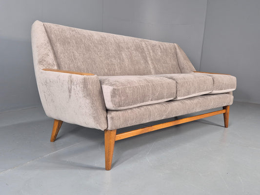 Vintage 3 Seater Danish Mid Century Sofa Oak Frame Paws New Upholstery EB11125
