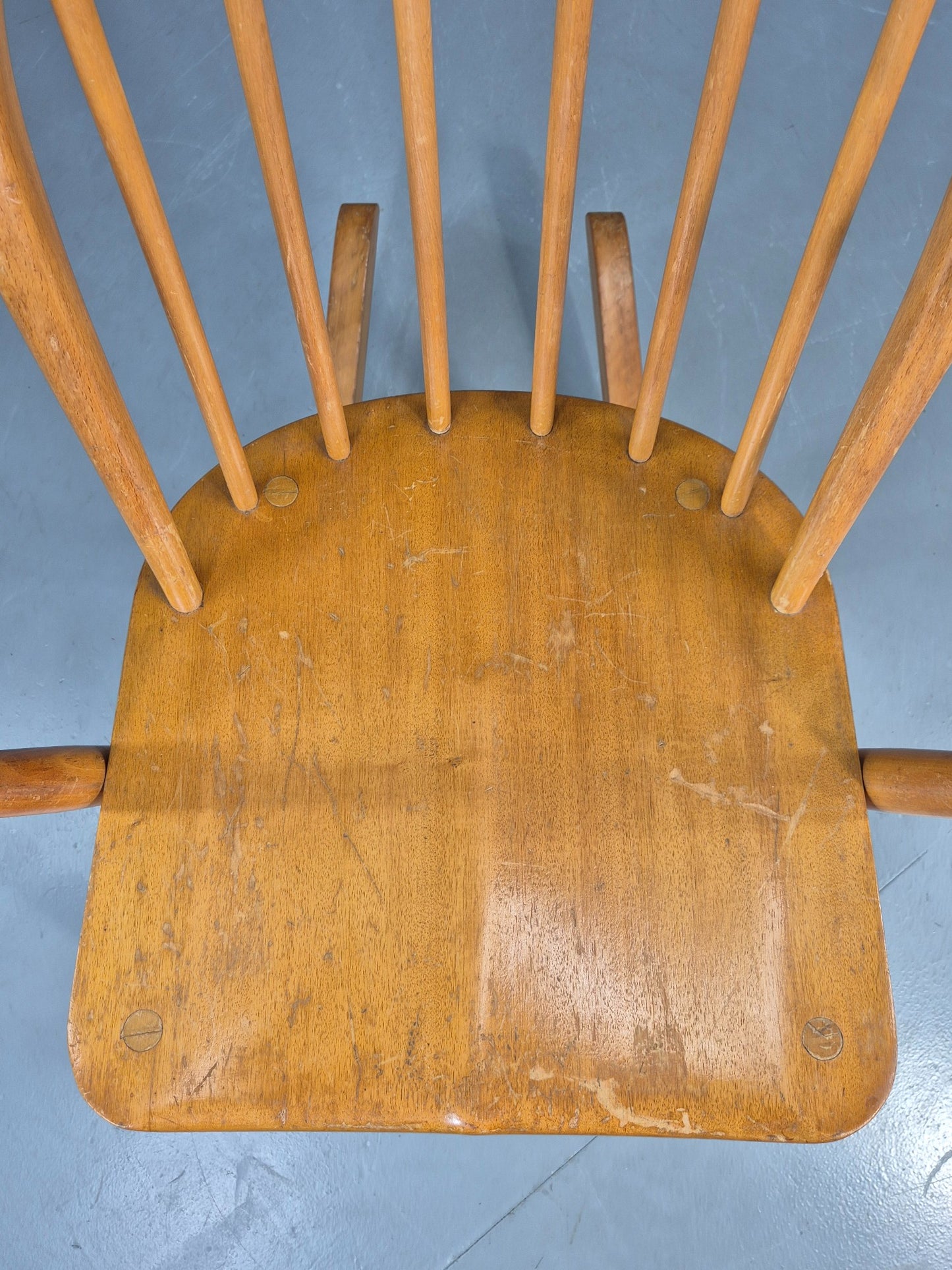 Vintage Ercol Rocker Blonde Wood Blue Badge 1960s Retro EB12308