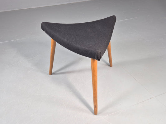 Vintage Danish Mid Century Footstool Triangular Black Cloth 1960s Retro EB12155
