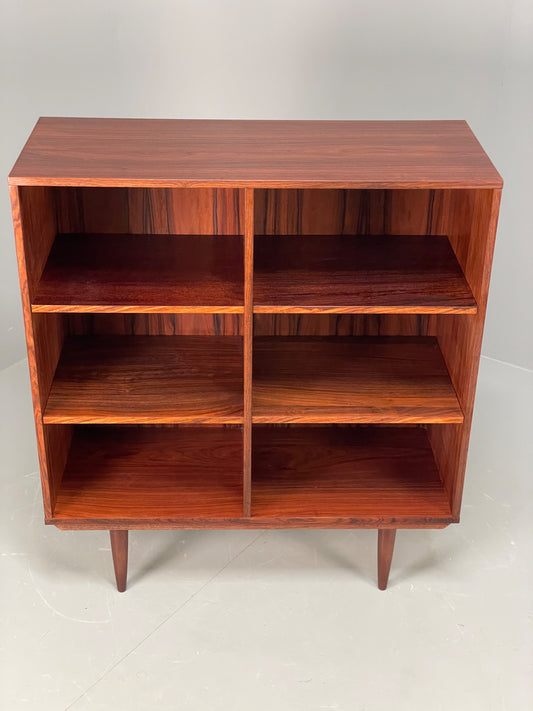 Vintage 1970s Darkwood Bookcase Shelving Mid Century Record Storage EB12357