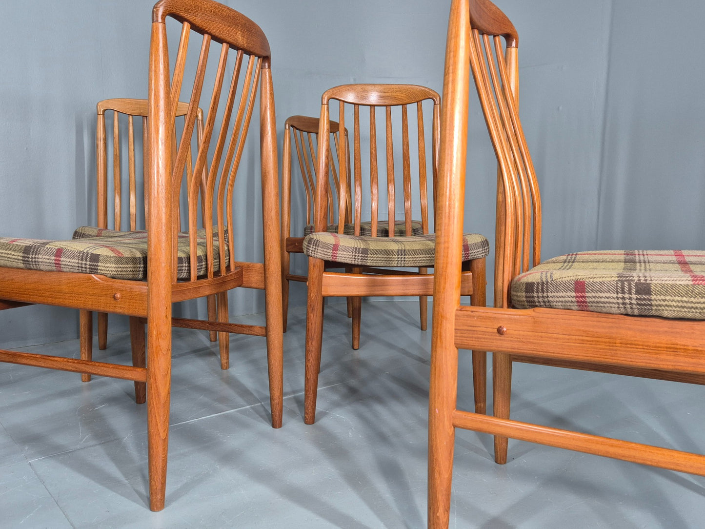 10 Vintage Mid Century Dining Chairs Teak Frame Benny Linden Design 70s EB12165