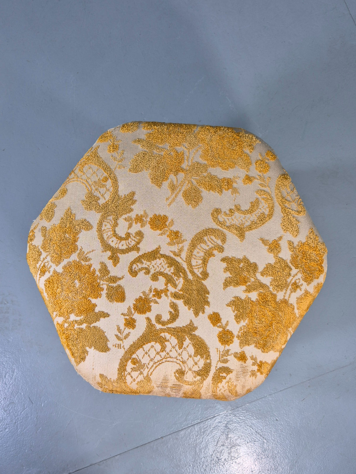 Vintage Danish Baroque Style Hexagonal Form Gold Floral Damask 1950s EB12835