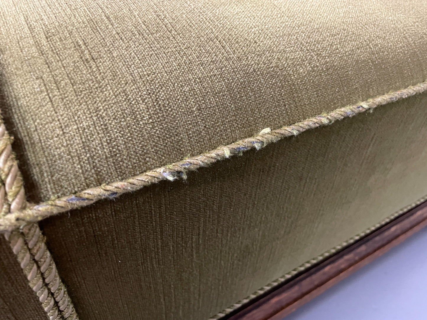 Antique 3 Seat Sofa Danish Oak Frame Green Velour 1900s EB06460