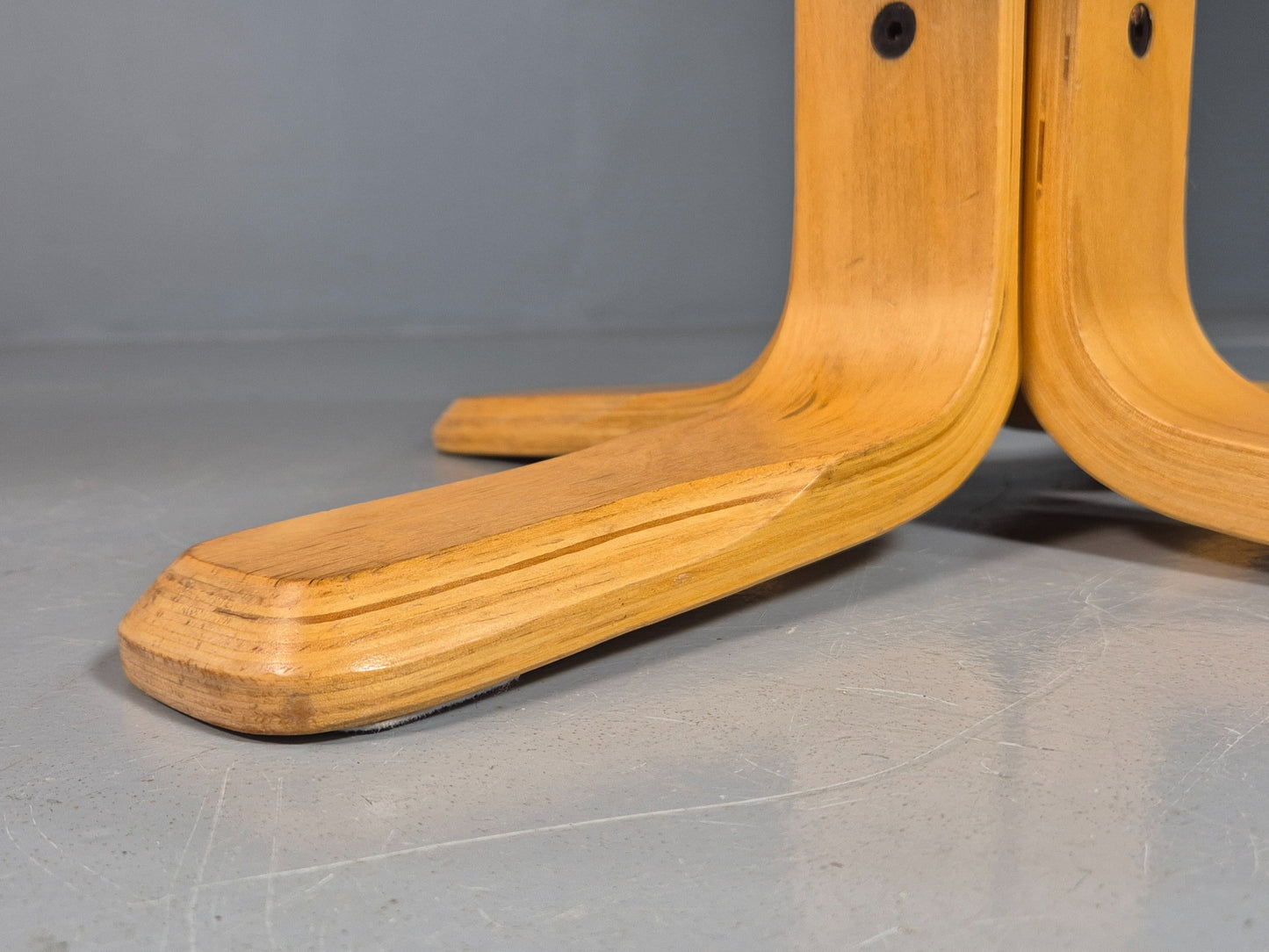Vintage Brown leather Danish Bentwood footstool 1980s EB07973