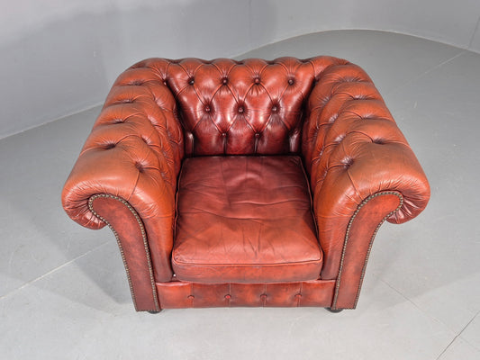 Vintage Chesterfield Club Chair Red Leather 1970s Retro EB12252