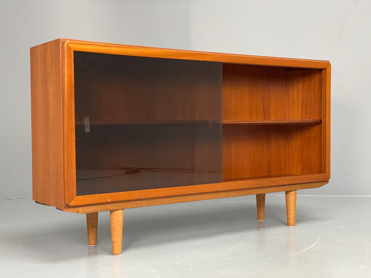 Vintage Teak Glazed Bookcase 1970s Shelving Mid Century Retro EB13151