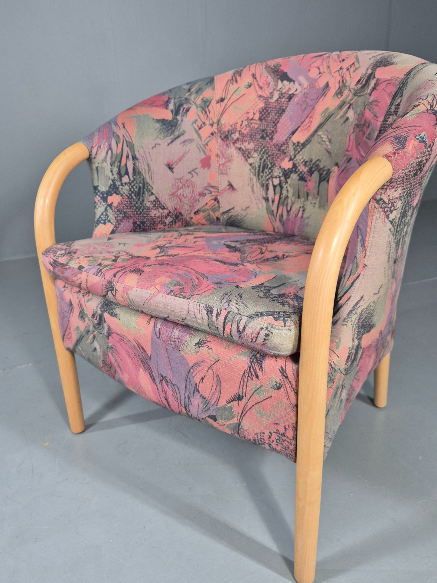 Vintage 1980s Stouby Colourful Tub Chair Danish Design Quality Retro EB12135
