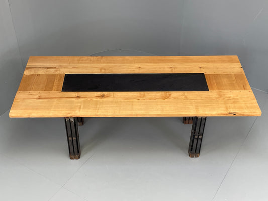 Handmade Dining Table Ash & Steel Frame Designed Tim Germain Slate EB12621