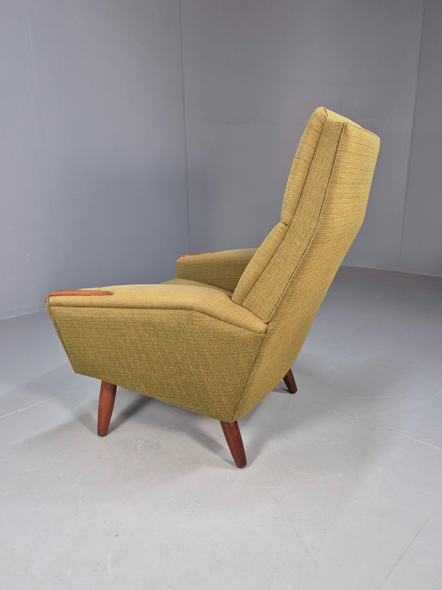 Vintage Mid Century Armchair Danish Original Green Teak Paws 1960s Retro EB8483