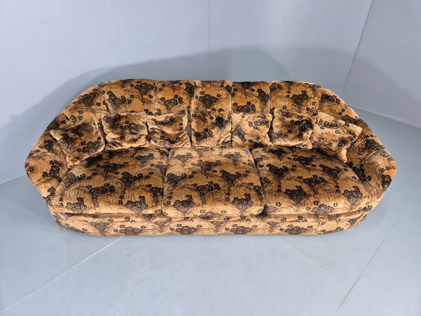 Vintage 1970s 3 Seater Englender Sofa Floral Browns Original Condition EB12272
