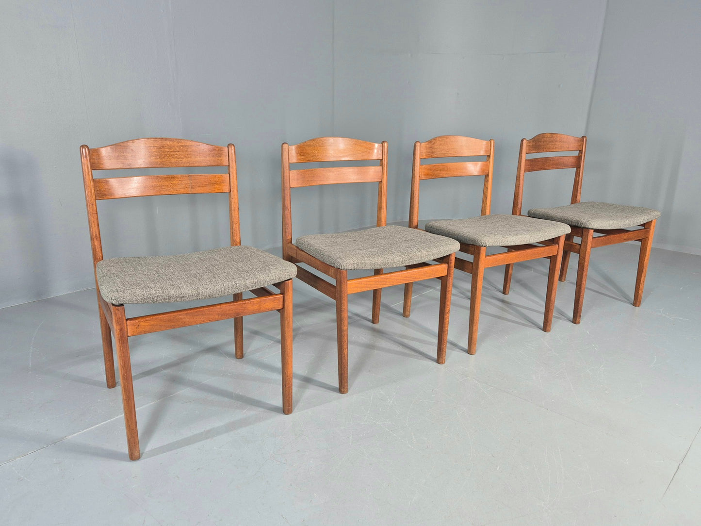 4 Vintage Danish Dining Chairs Teak Frames New Upholstery Boltinge 1970s EB12263
