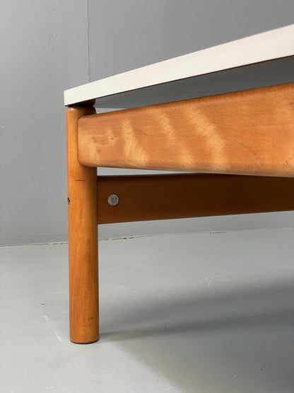 Vintage Formica Coffee Table Square White Beech 1970s Retro EB13114