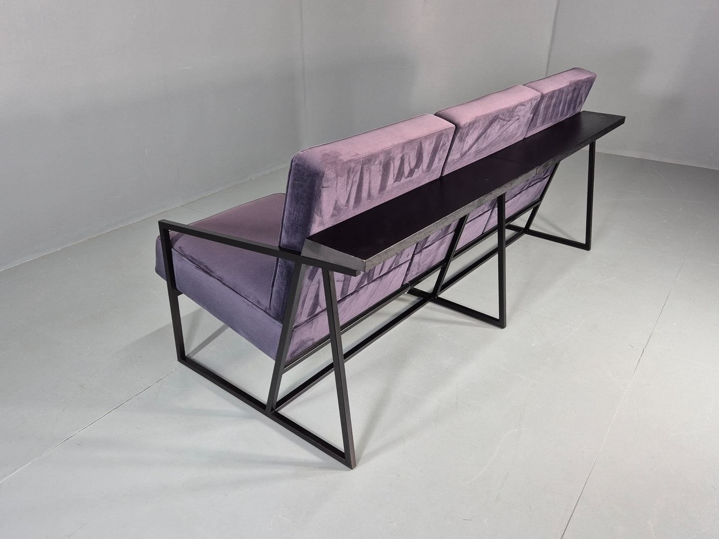 Vintage 3 Seater Sofa Modern Design Orange Box Lossit Purple Velvet  EB12806