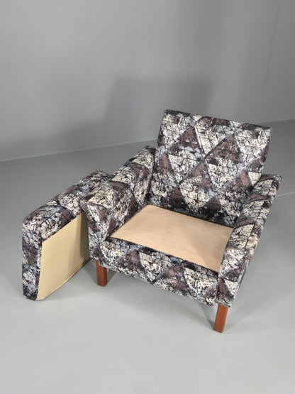 Vintage Midcentury Modern lounge Chair Swedish Design Abstract Pattern EB11100