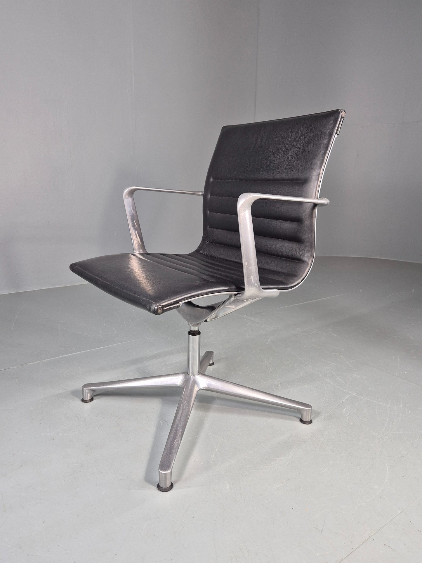 Vintage ICF Eames Style Office Chair Leather and Aluminium EB12242
