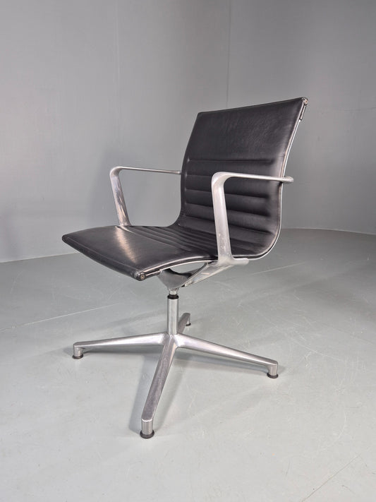 Vintage ICF Eames Style Office Chair Leather and Aluminium EB12242