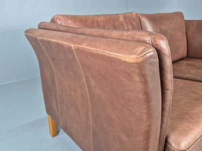 Vintage Mid Century 2 Seater Sofa Danish 1980s Leather Retro EB11636