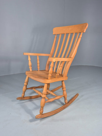 Vintage Traditional Farmhouse Rocking Chair 1970s Cottage Style Beech EB12473
