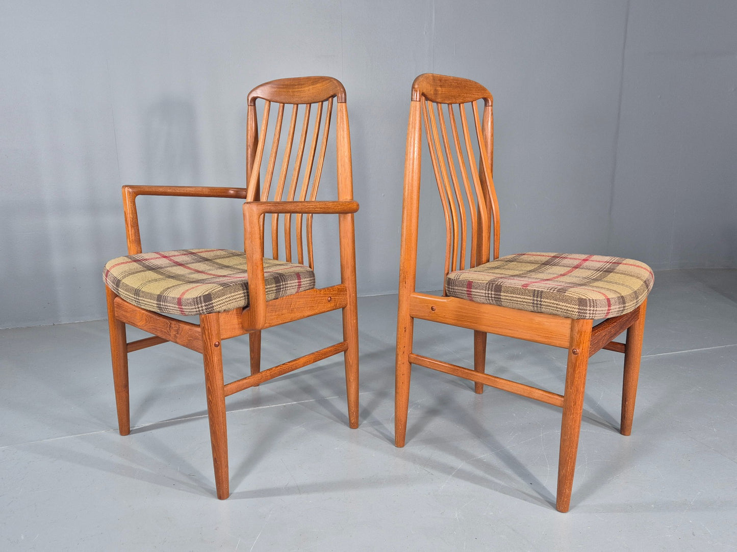 10 Vintage Mid Century Dining Chairs Teak Frame Benny Linden Design 70s EB12165