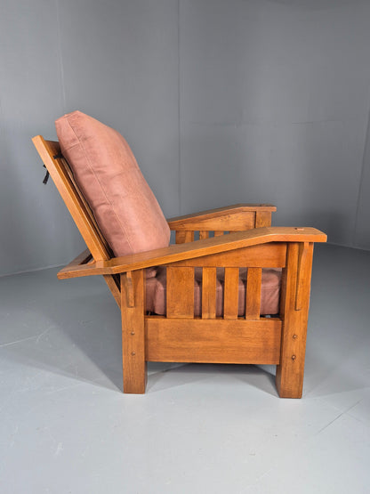 Vintage Stickley  Mission Chair Leather Upholstery Arts and Crafts Oak EB12483