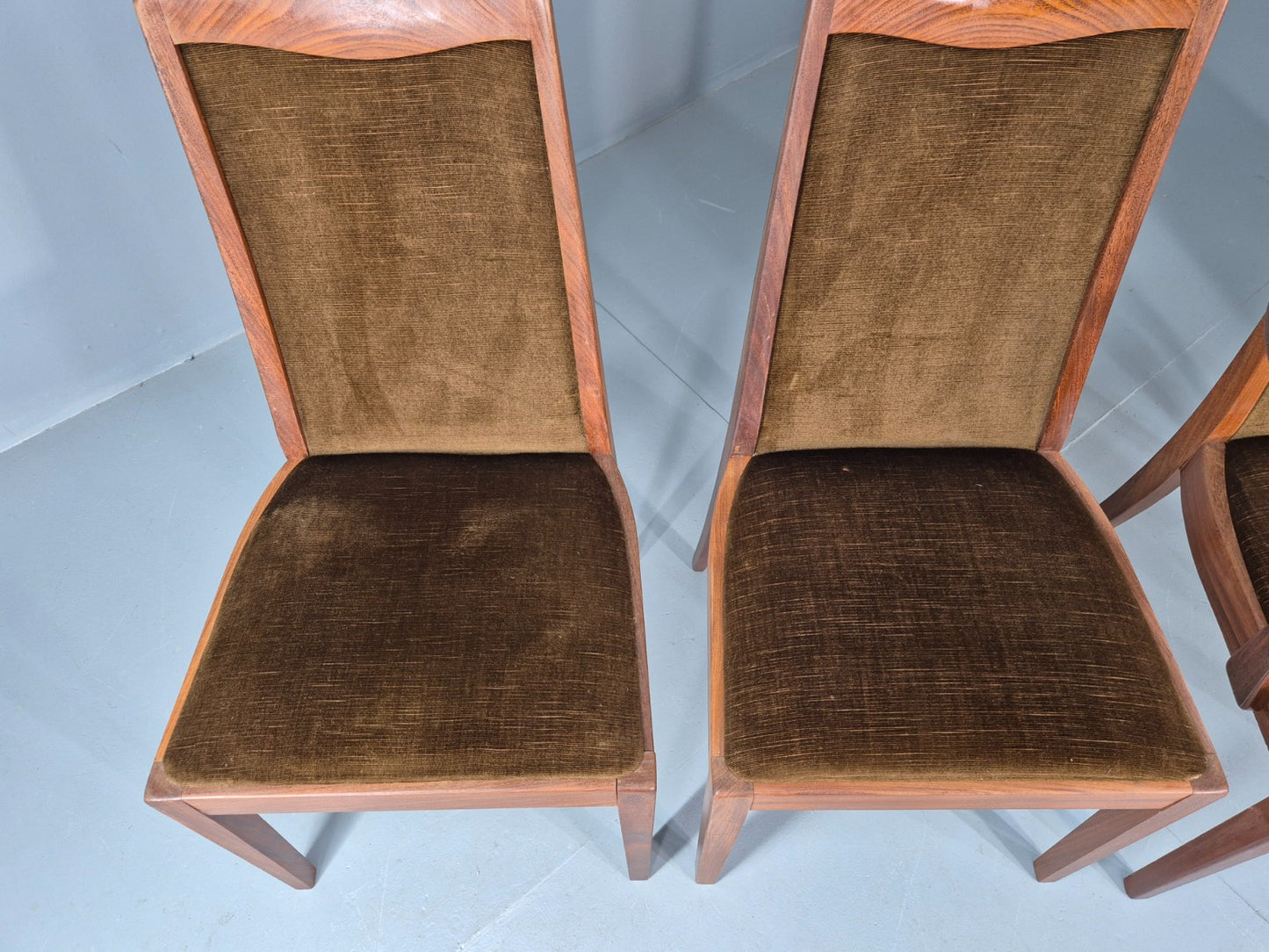 4 Vintage G Plan Dining Chairs Teak Frame Brown Dralon 70s Retro Fresco EB12185