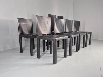 8 Vintage BB Italia Chairs Paolo Piva Leather Arcadia Model Post Modern EB12566