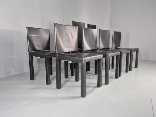 8 Vintage BB Italia Chairs Paolo Piva Leather Arcadia Model Post Modern EB12566