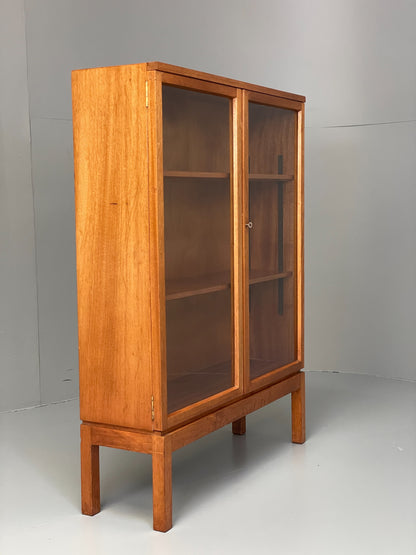 Vintage Bookcase Enham Military Glass Doors 1960s Midcentury Mahogany EB12609