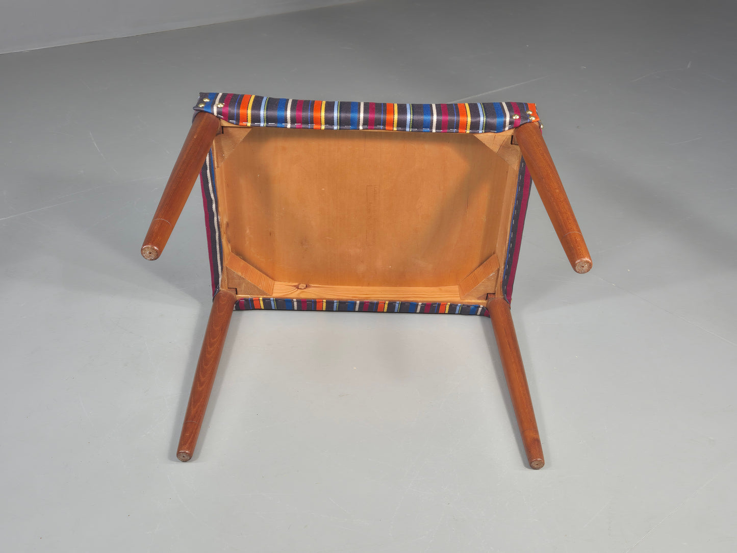 Vintage Midcentury Footstool Danish Design New Upholstery Retro Teak EB12049
