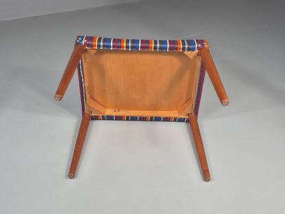 Vintage Midcentury Footstool Danish Design New Upholstery Retro Teak EB12049