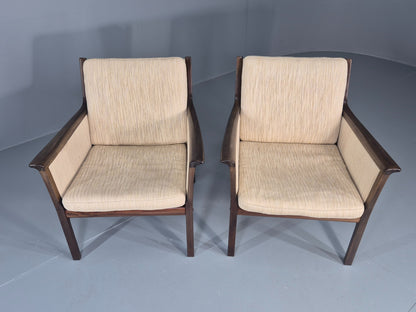 2 Vintage Ole Wanscher Mid Century Lounge Chairs P Jeppesen 1960s Retro EB12319