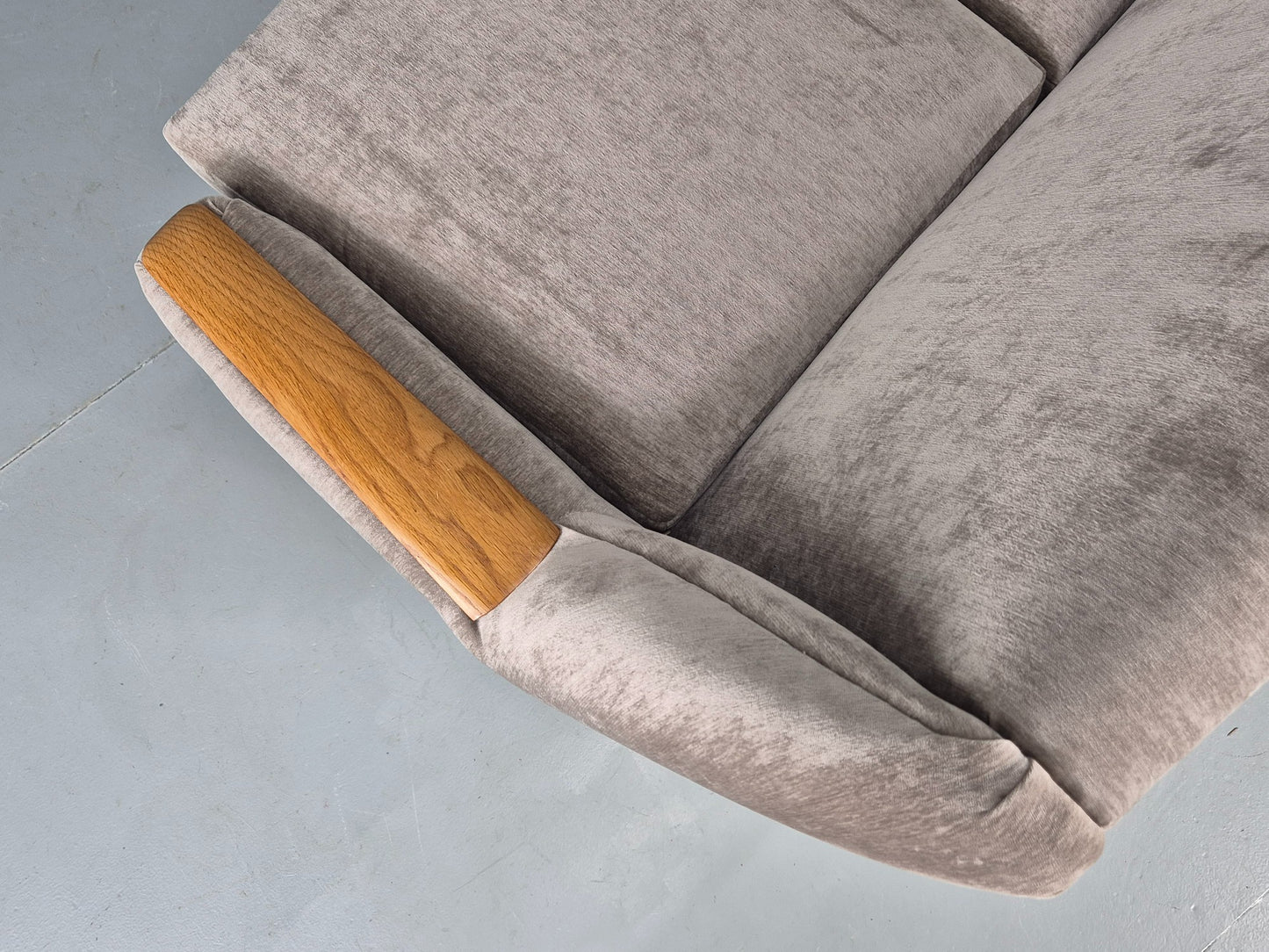Vintage 3 Seater Danish Mid Century Sofa Oak Frame Paws New Upholstery EB11125