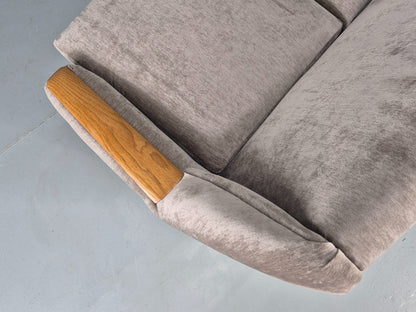 Vintage 3 Seater Danish Mid Century Sofa Oak Frame Paws New Upholstery EB11125