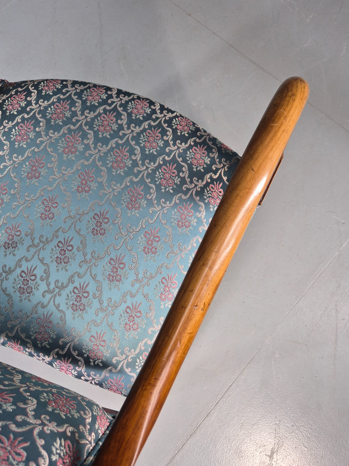 Antique Mahogany Arm Chair Louis Phillipe Style Floral Damask EB12858