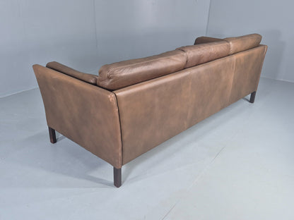 Vintage Thams 3 seater Sofa 1970s Denmark Leather Upholstery Retro MCM EB12446